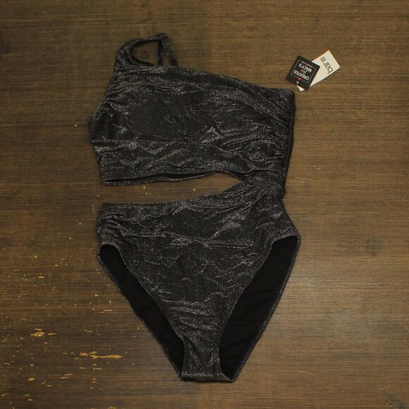 NWT Bar III Womens Shimmer Core One-Piece Swimsuit MBSS25255 Black Shimmer M - Picture 3 of 6